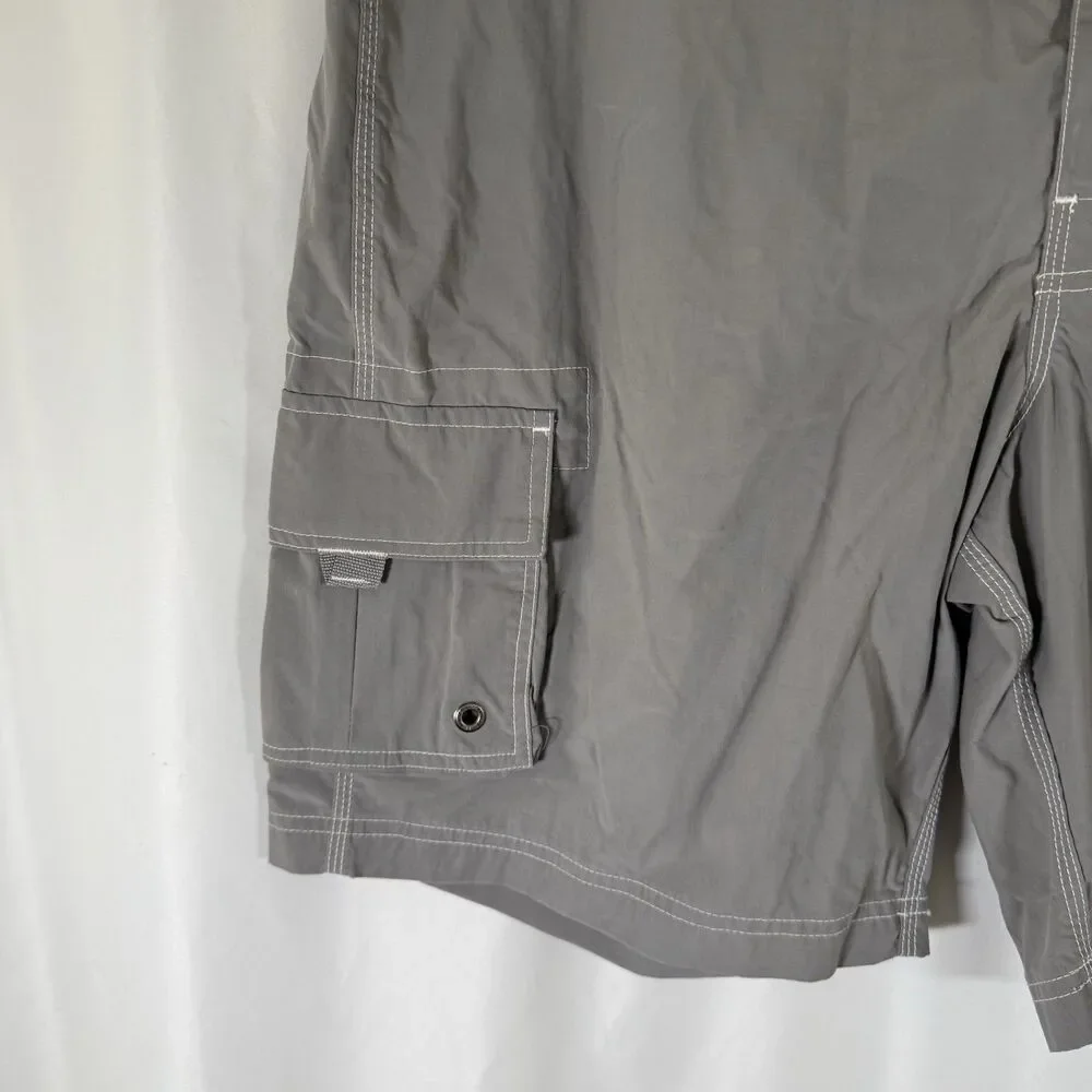 J. Crew Swim Trunks Men's 34 Grey Tie Cargo Pockets Original Longboard